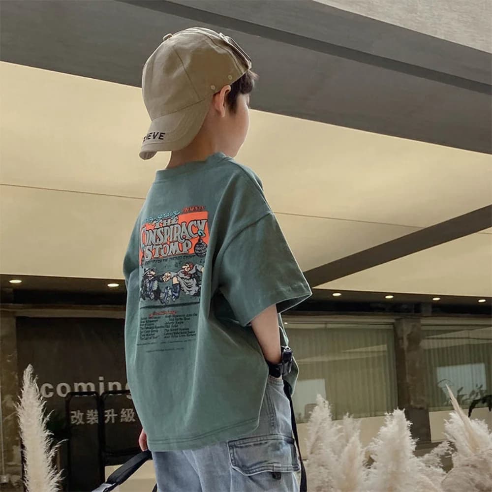 LETNIA MODNA STYLOWA KOSZULKA CHŁOPIĘCA